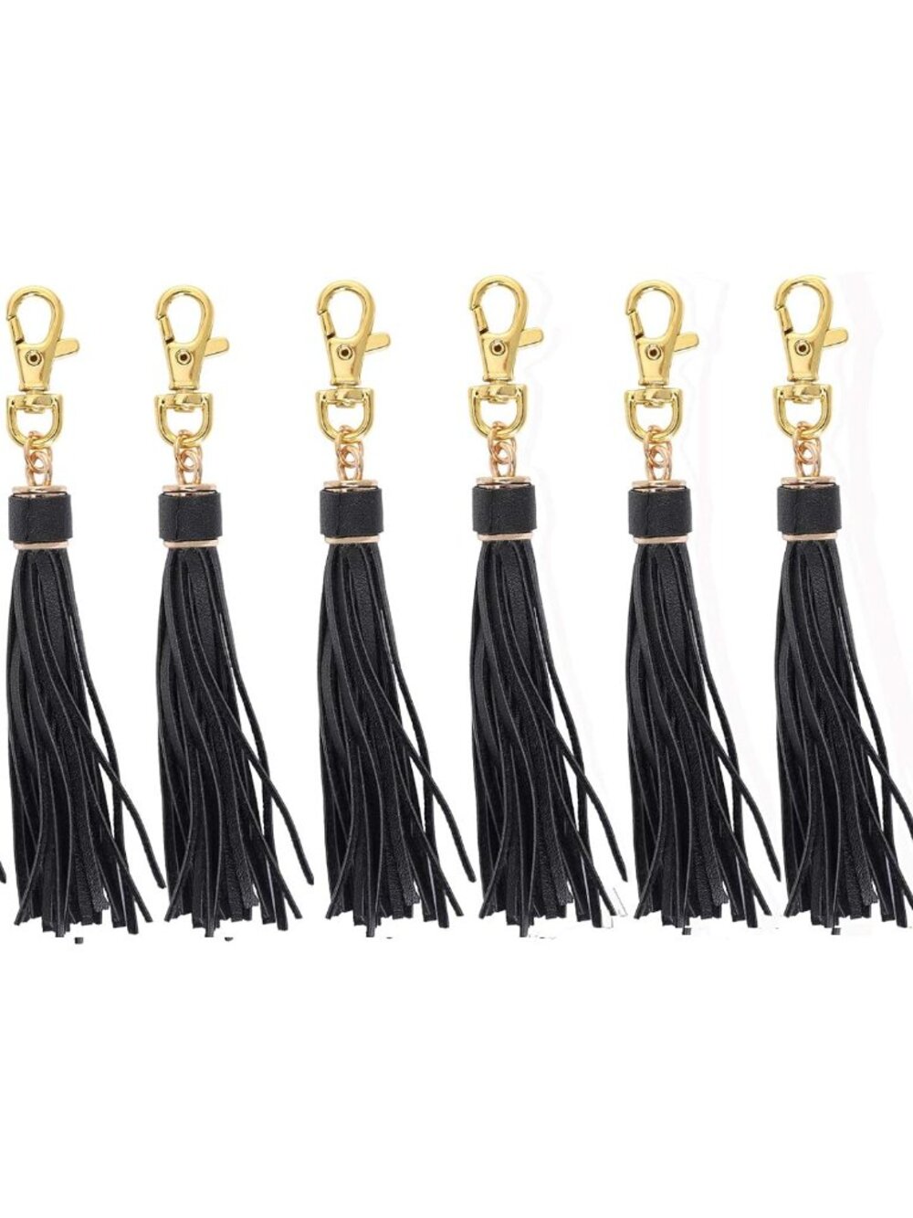 5.9" PU Leather Tassels 8pcs with Clasp for Handbag Keychain